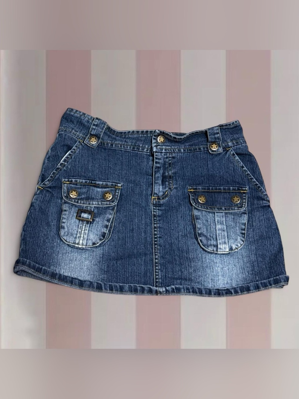 725 Originals vintage Y2K denim miniskirt with star buttons